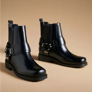 MARC FISHER Mizzie Leather Moto Chelsea Boot in Black